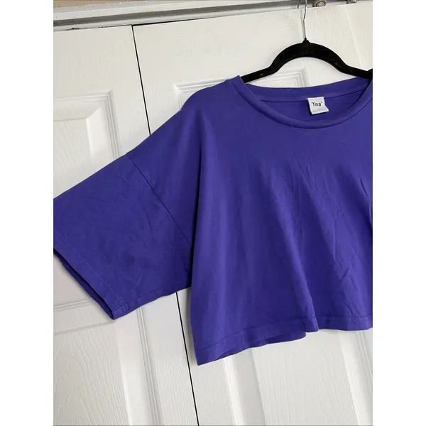 Tna Aritzia Cropped Boxy Tee Womens Size L Purple Streetwear Cotton T-Shirt - Image 2
