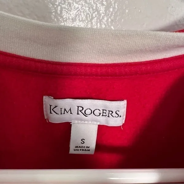 Kim Rogers‎ Women's Size Small Sweatshirt Red Fair Isle Quarter Zip Holiday - Image 9