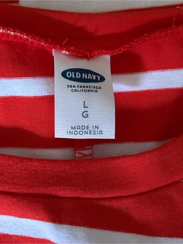 Old Navy Women’s Striped Orange & White Casual Tee Dress LG NWT - Image 9