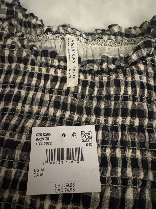 American Eagle Puff Sleeve Gingham Dress - Image 3