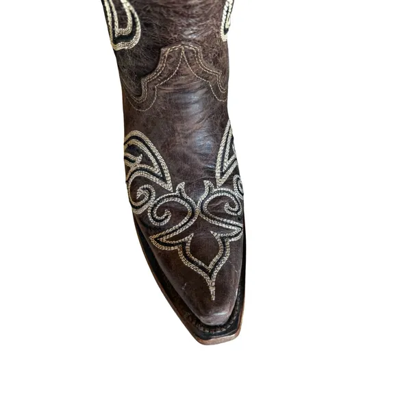 Circle G Womens Cowboy Boots Size 9.5 Brown Leather Square Toe Western Texas - Image 5