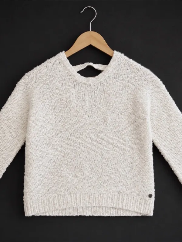Roxy Sweater Womens Size Large Ivory Open Back Wrap Long Sleeve NEW - Image 3