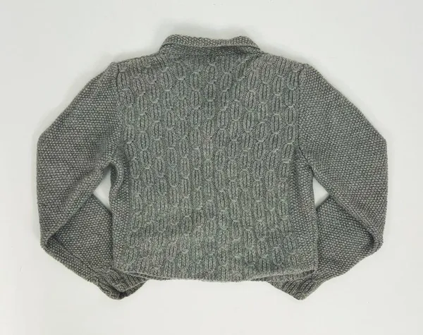 Vintage 100% Wool Double-Breasted Button-Front Hand-Knit Cardigan | Size S/M - Image 7