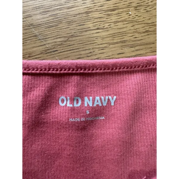 Old Navy Women Size Small‎ Long Sleeve V Neck T Shirt Pink Ribbed Stretch Preppy - Image 3