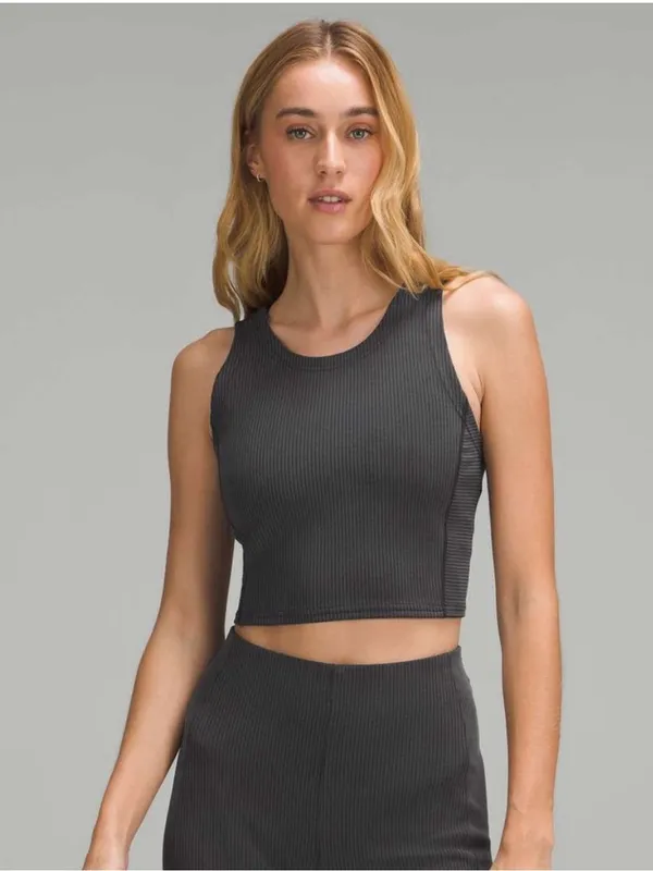 Lululemon Ribbed Softstreme Crop Tank Top in Gray - Size: 2 - Image 3