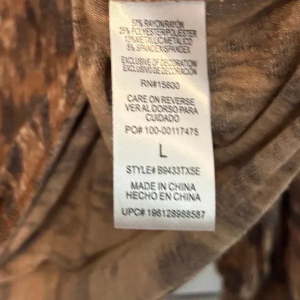 Democracy Brown And Black Animal Print Blouse Size Large‎ - Image 6