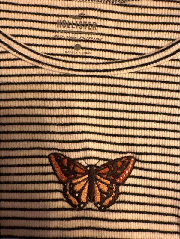 Hollister Butterfly Charm Striped Long Sleeve Top XS - Image 3