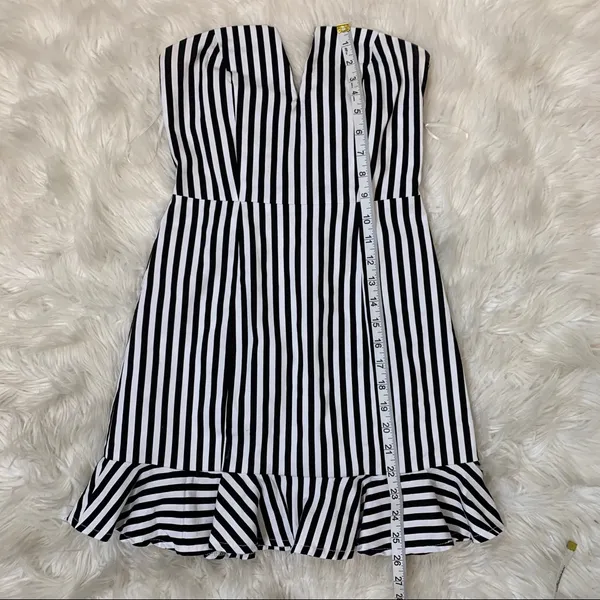 Olivaceous black white strapless ruffle dress smal - Image 3
