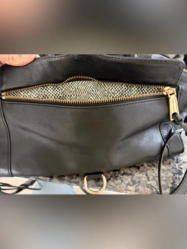 REBECCA MINKOFF MAB Bowery BLACK Trapezoid Leather Satchel Bag AUTHENTIC - Image 9