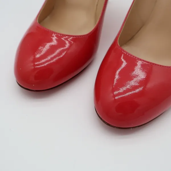 Christian Louboutin Punch Dolly Pump Womens 7.5 Red Patent Leather Stiletto Heel - Image 8