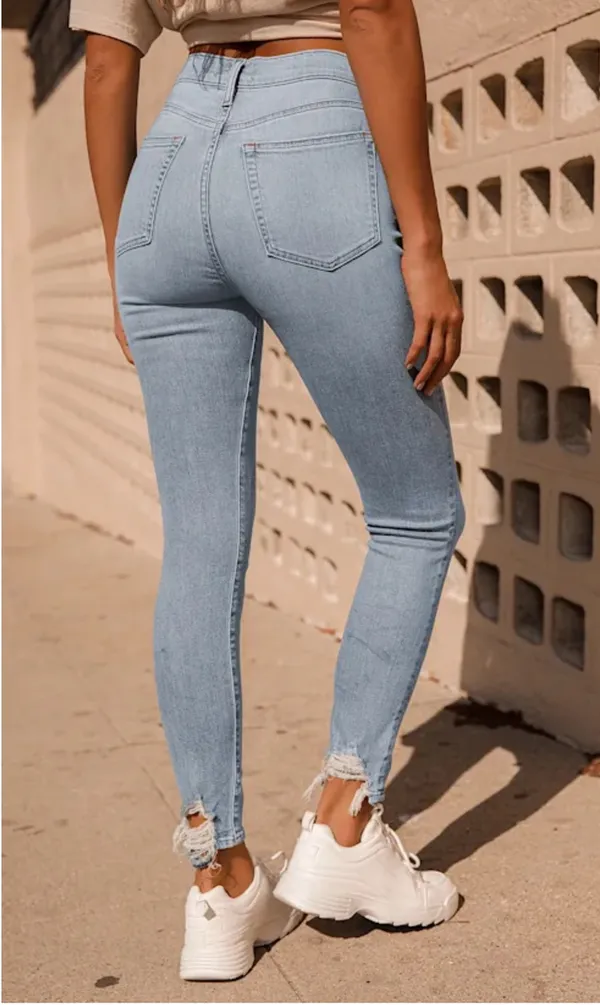 Lulus Light Wash High Rise Distressed Skinny Jeans Size 29 - Image 2