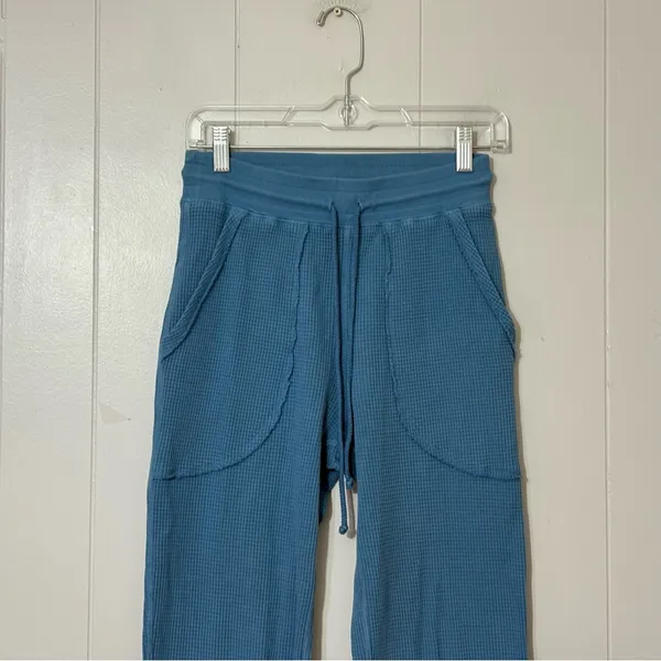Back Beat Co Organic Cotton Waffle Joggers Slate Blue XS Lounge Pants - Image 4