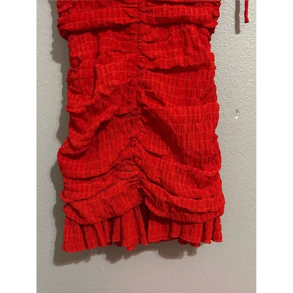 Lovers + Friends Amy Cherry Red Textured Ruched Mini Dress Women’s Size XS - Image 9