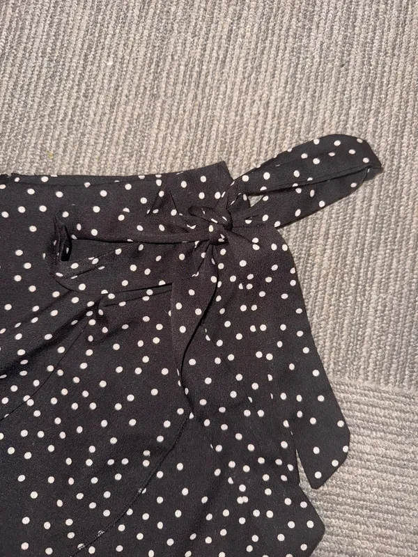 Relipop Black and white polka-dot wrap mini skirt - Image 3