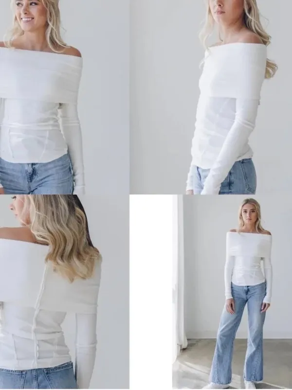 We The Free Iris top White Off Shoulder Long Sleeve Top XS - Image 3