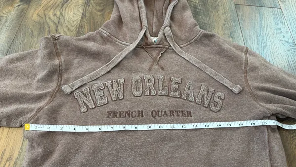 New Orleans Cropped Hoodie Sweatshirt, Women’s Size Large, Brown - Image 5