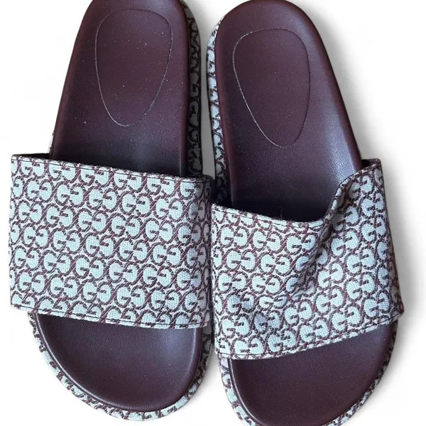 Brown Monogram Platform Slide Sandals Y2K Neutral Resort Quiet Luxury Size 4 - Image 2