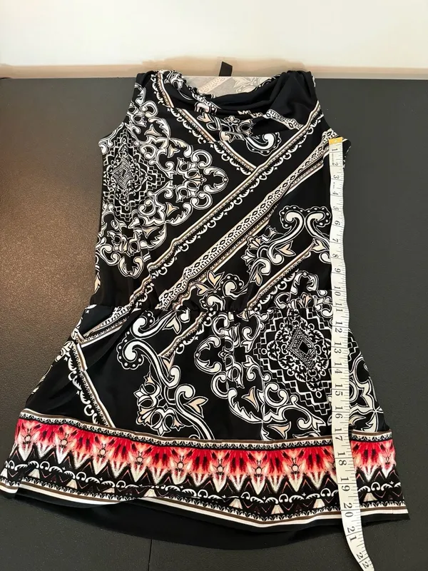 White House Black Market Black Paisley Print Cowl Neck Top XS - Image 5