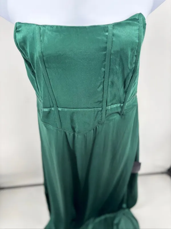 Lulus Extraordinary Presence Satin Strapless Maxi Dress 2X Dark Green NWT - Image 12