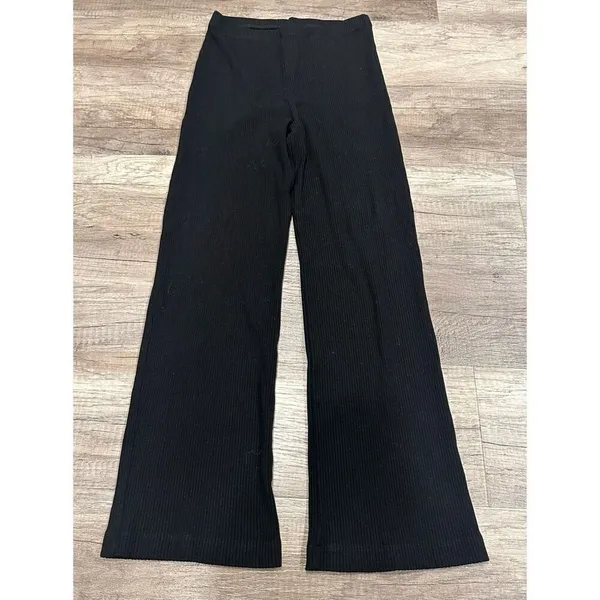 Reformation Mirabel Ribbed Hi Rise‎ Stretch Straight Leg Lounge Black Pants XS - Image 11