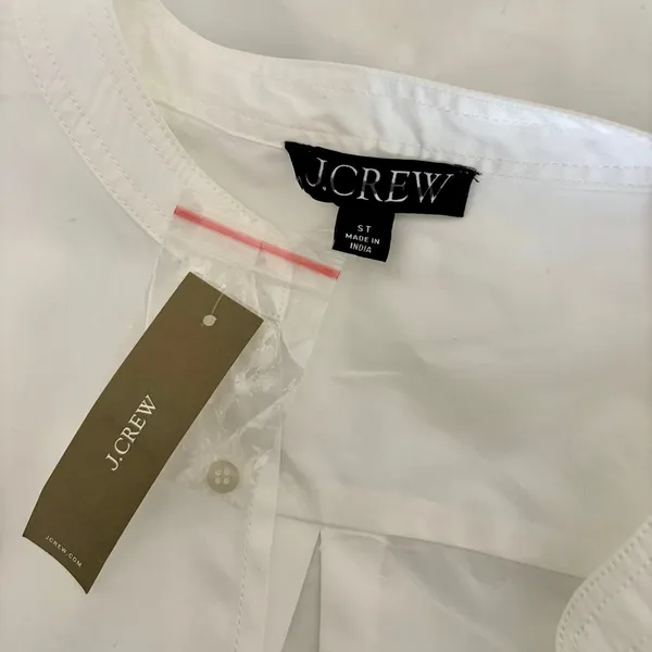 NWT!! J. CREW Delilah Dress‎ Cotton Poplin Solid White Mini Ruffle Small Tall ST - Image 12