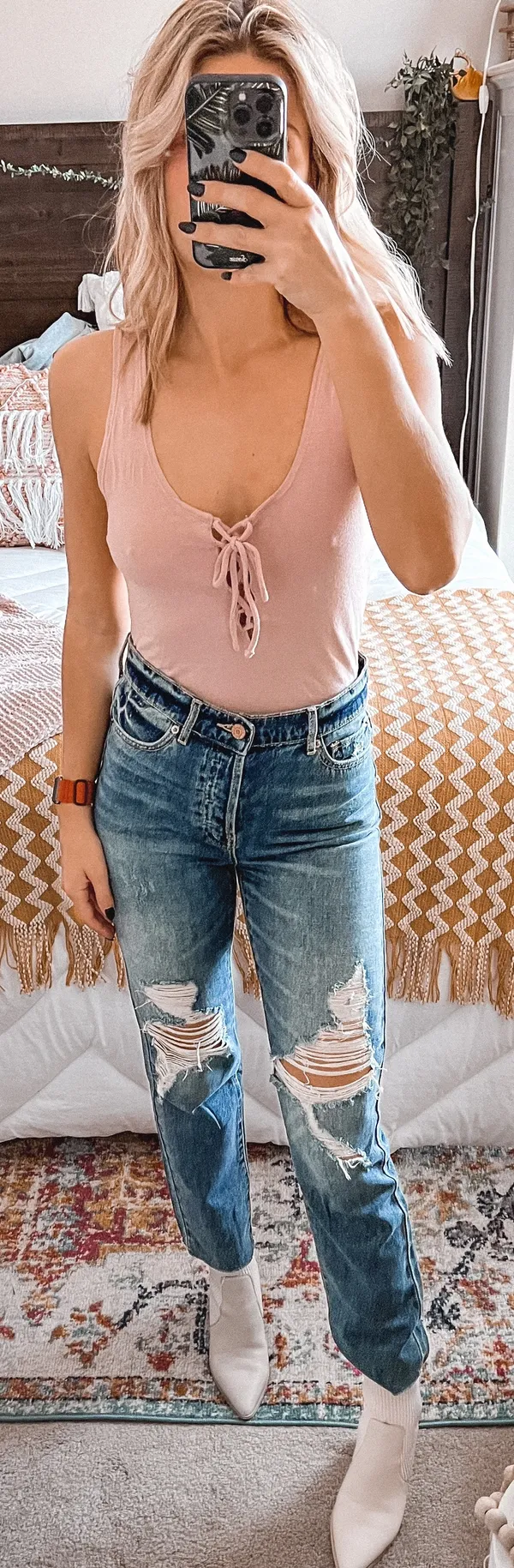 Me to We Baby Pink Tie Up Bodysuit - Image 2