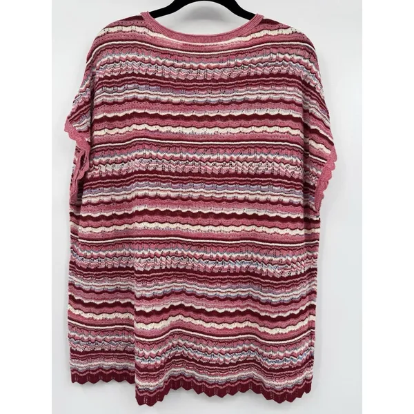 Loft Chevron Pullover Sweater Knit Women L Multi Pink Lightweight Summer Top - Image 4