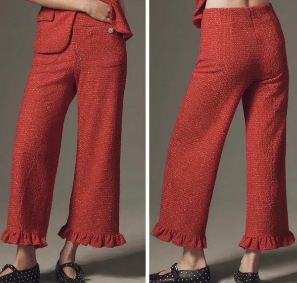 Anthropologie Maeve The Colette Crop Wide-Leg Pants: Tweed Edition, Size 27 - Image 2