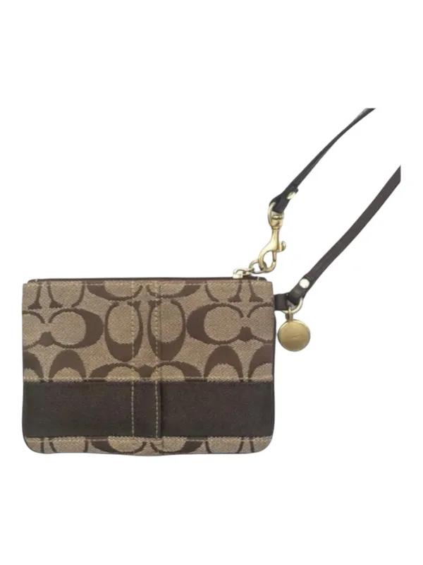 Coach ❃ Signature Monogram Jacquard Wristlet Clutch Bag ❃ Leather Trim ❃ Khaki ❃ - Image 5