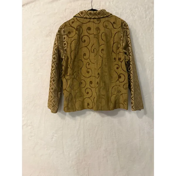 Susan Bristol Mustard Yellow Swirl‎ Geometric Tapestry Button Front Jacket XL - Image 5