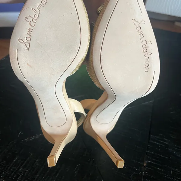 Sam Edelman straw textured jeweled slingback heels Size 8.5M NIB - Image 5