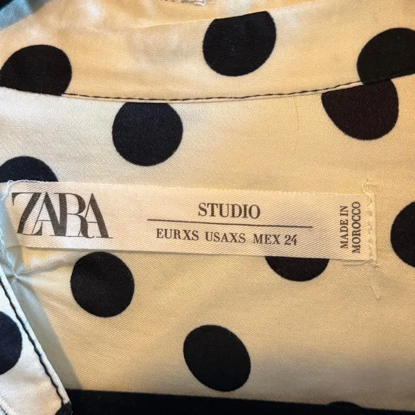Zara white and black polkadot blouse - Image 3