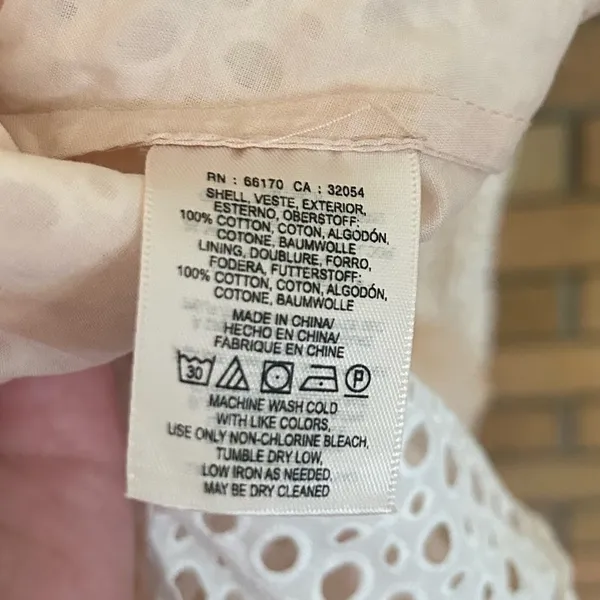 Anthropologie HD in Paris Georgia Eyelet Dress Ruffle Hem White US Size 10 - Image 7