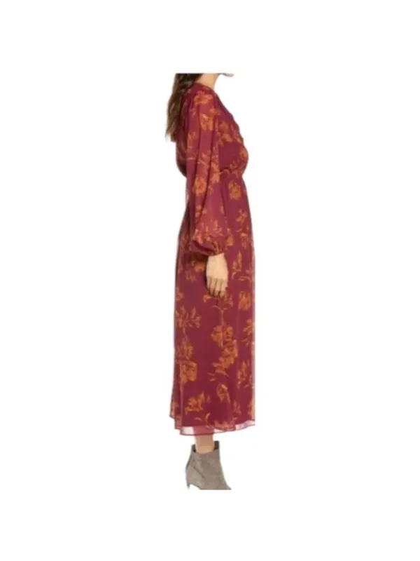 Chelsea28 Maxi Dress Burgundy Size XS Floral Coastal Wedding Bohemian Flowy Cute - Image 7
