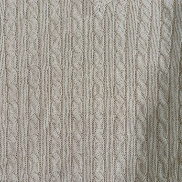Brandy Melville Wool Cable Knit‎ Sweater One Size L/XL Cream V-Neck Fisherman - Image 9