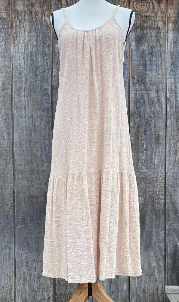 EUC HYFVE Open Back Cream Ruffle Hem Midi/Maxi Lined Dress Size Small Boho Chic - Image 2