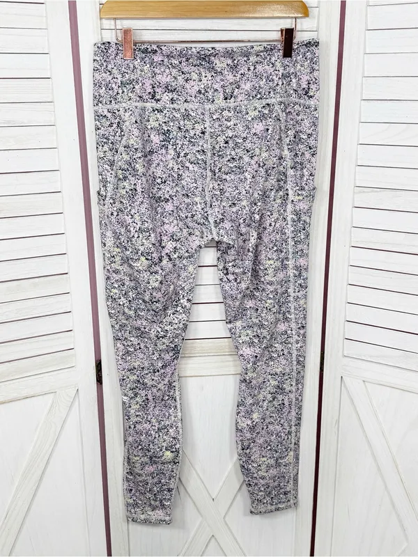 Fabletics On The Go Power Hold High Waist Leggings Pink Multi XL Ankle Pockets‎ - Image 4