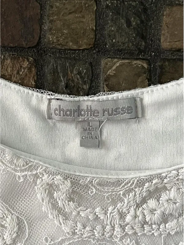 Vintage Y2K Charlotte Russe Fairycore Coquette Lace Asymmetrical Top Size Large - Image 6