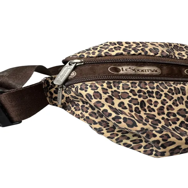 Vintage LeSportsac Leopard Print Fanny Pack Y2K Belt Bag Waist Sack Festival - Image 4