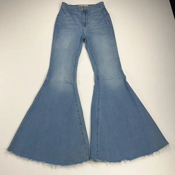 Free People Just Float On Super Flare Mid Rise Jeans Sea Mist Light Wash Size 24 - Image 2