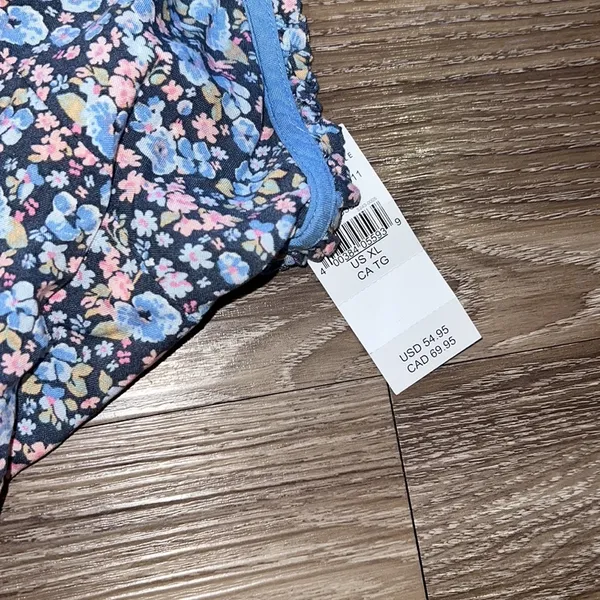 🦅 American Eagle Outfitters Floral Tie-Back Babydoll Mini Dress-Blue - Image 3