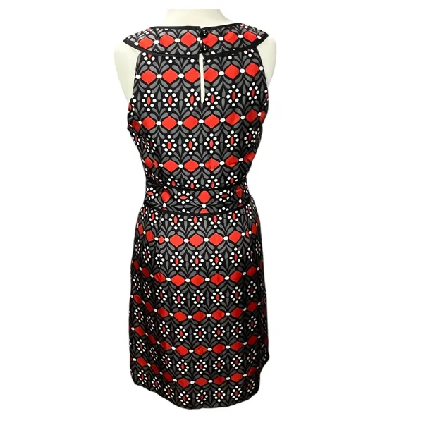 Milly Sheath Dress 2 Black Gray Red Silk Geometric‎ Sleeveless Modern Chic Party - Image 5