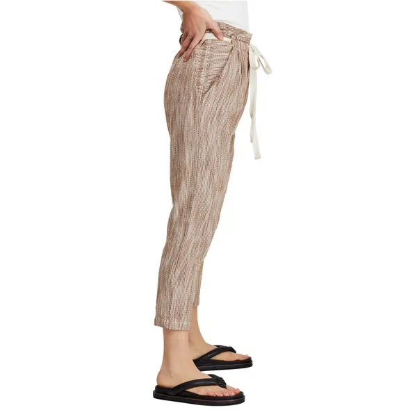 Free People “Light At Sunrise” Pants Women’s Size 8‎ Brown White Tapered Cotton - Image 3