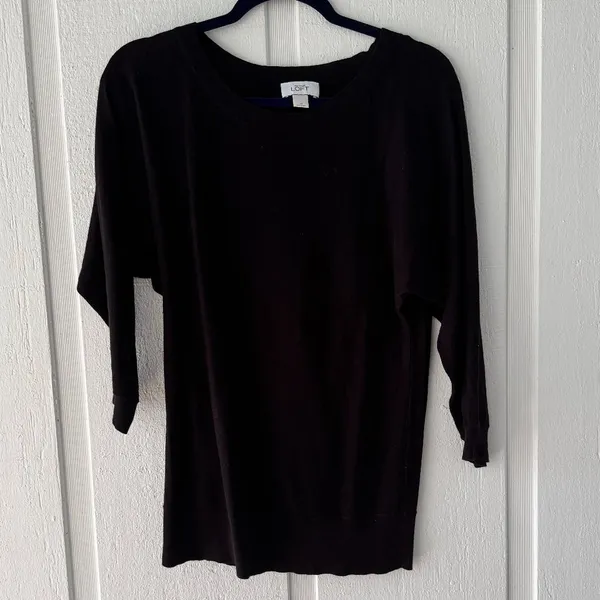 LOFT Dolman Sleeve Tunic Top Blouse Casual Comfy Black Size Medium‎ - Image 4