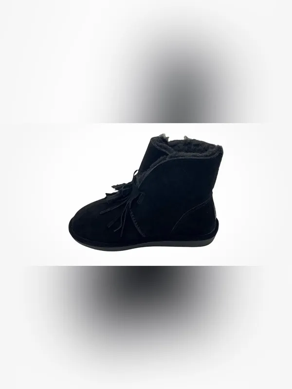 BearPaw Black Suede Tassel Ankle Boot Size 7 - Image 4