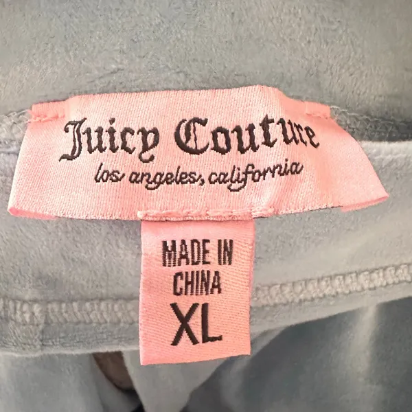 Juicy Couture Baby Blue Velvet Zipper Hoodie Jacket Pants Set Rhinestone Y2K XL - Image 6