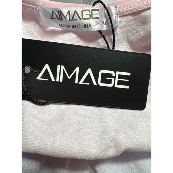 Aimage Pink High Waist Bikini Set‎ Two Piece Swimsuit Cute Swimwear Size M - Image 8