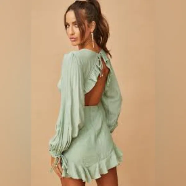 Sage Mint Long Sleeve Dress 0152 - Image 2