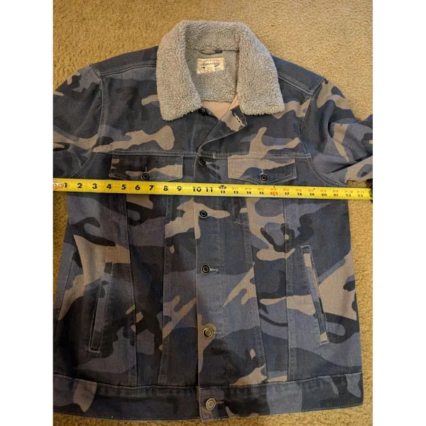 American Vintage Mens Camo Pockets Long Sleeve Collared Trucker Jacket Size L - Image 12