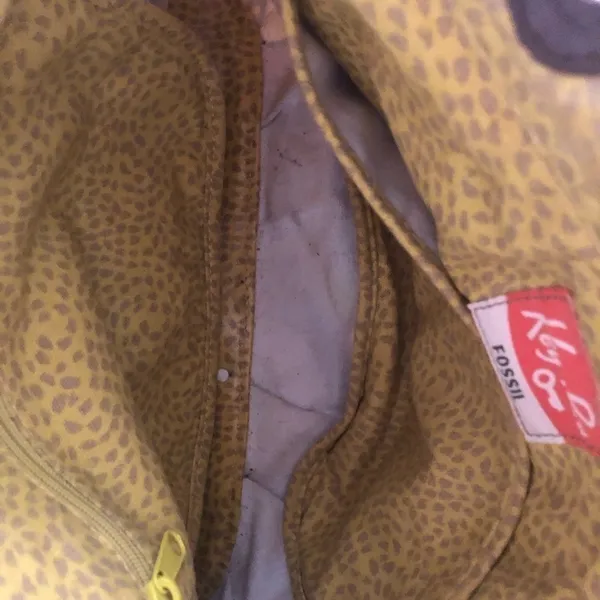 Fossil Large Wax Canvas Key-Per Shoulder Bag Tote Floral Print Pockets 15X14 - Image 12